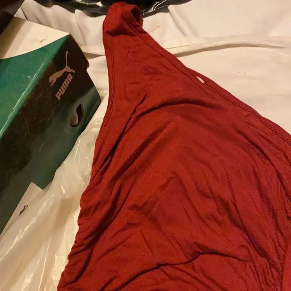 Misope Burgundy One Shoulder Ruched Dress sz. S - Picture 3 of 4